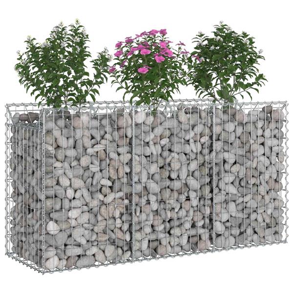 Grote foto vidaxl gabion verhoogd bed zilver 150 x 50 x 80 cm tuin en terras hekken en schuttingen