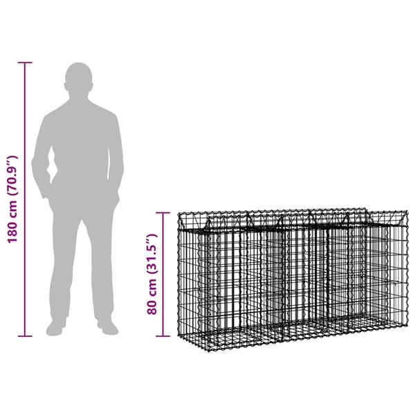 Grote foto vidaxl gabion verhoogd bed zilver 150 x 50 x 80 cm tuin en terras hekken en schuttingen