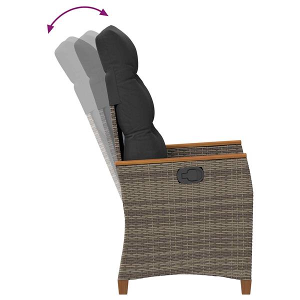 Grote foto vidaxl verstelbare tuinstoel grijs en marineblauw 64 x 57 5 x 112 cm tuin en terras tuinmeubelen