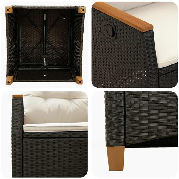 Grote foto vidaxl verstelbare tuinstoel zwart en cr me 64 x 57 5 x 112 cm tuin en terras tuinmeubelen