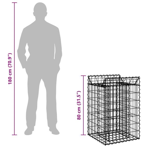 Grote foto vidaxl gabion verhoogd bed zilver 50 x 50 x 80 cm gegalvaniseerd staal tuin en terras hekken en schuttingen