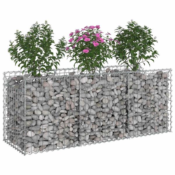 Grote foto vidaxl gabion verhoogd bed zilver 150 x 50 x 60 cm tuin en terras hekken en schuttingen
