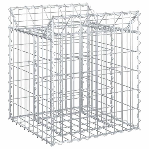 Grote foto vidaxl gabion verhoogd bed zilver 50 x 50 x 60 cm gegalvaniseerd staal tuin en terras hekken en schuttingen