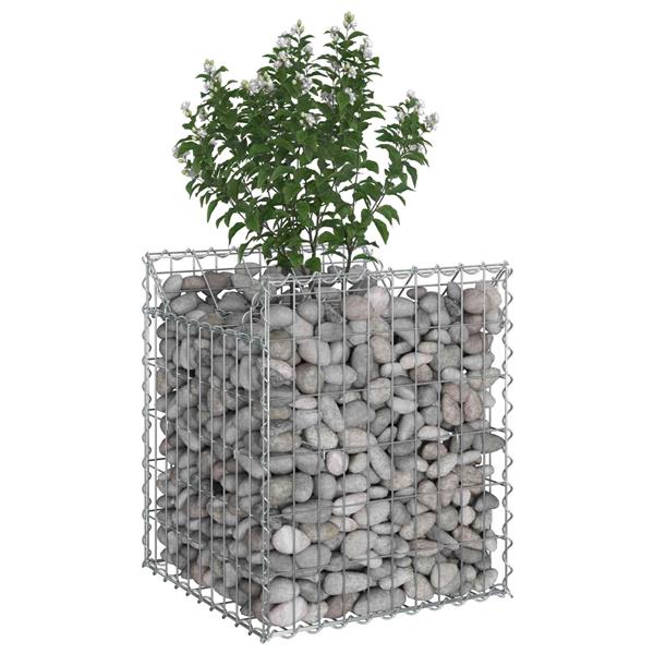 Grote foto vidaxl gabion verhoogd bed zilver 50 x 50 x 60 cm gegalvaniseerd staal tuin en terras hekken en schuttingen