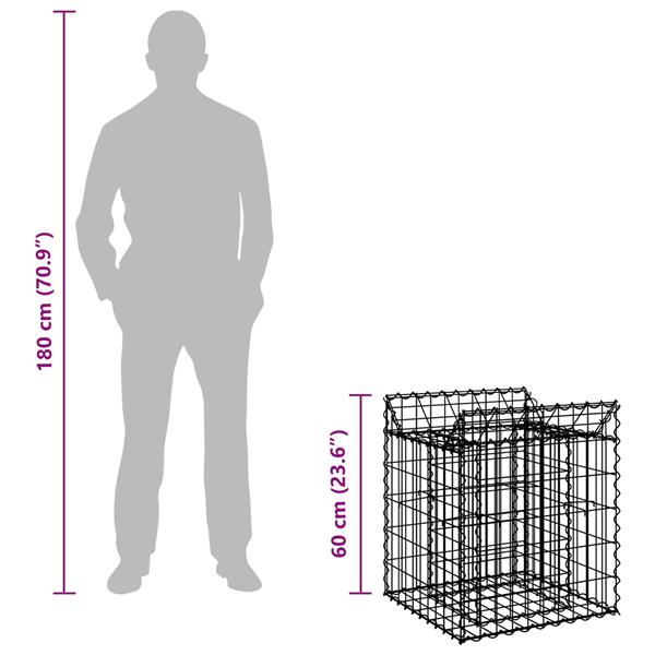 Grote foto vidaxl gabion verhoogd bed zilver 50 x 50 x 60 cm gegalvaniseerd staal tuin en terras hekken en schuttingen