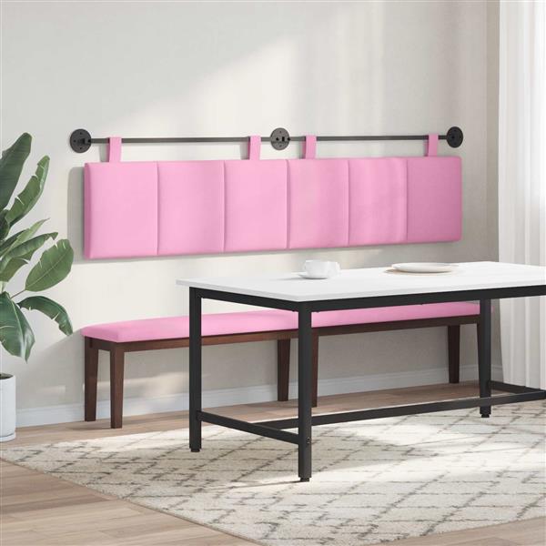 Grote foto vidaxl hangend hoofdeinde wandgemonteerd roze 210 x 55 x 5 cm stof antiek en kunst stoelen en banken