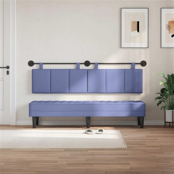 Grote foto vidaxl hangend hoofdeinde gestreept jeans blauw 190 x 55 x 5 cm stof antiek en kunst stoelen en banken