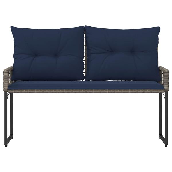 Grote foto vidaxl tuinbank met kussen grijs en marineblauw 118 x 55 x 82 cm tuin en terras tuinmeubelen