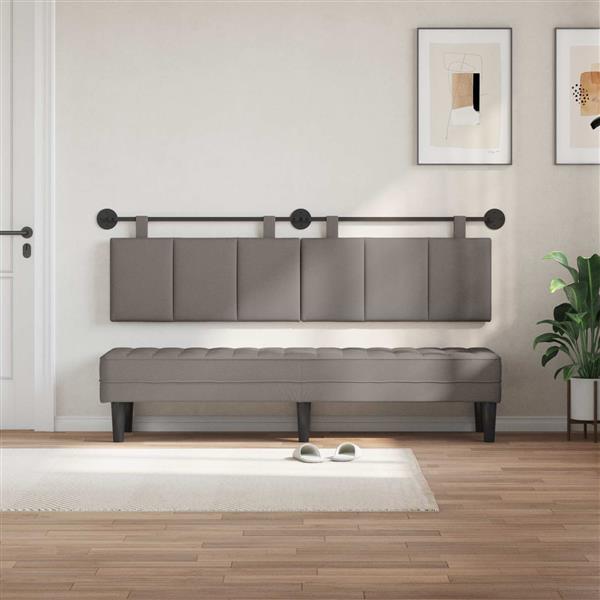 Grote foto vidaxl hangend hoofdeinde wandgemonteerd taupe 170 x 55 x 5 cm stof antiek en kunst stoelen en banken