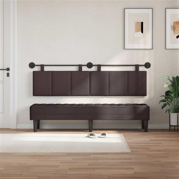 Grote foto vidaxl hangend hoofdeinde gestreept donkerbruin 170 x 55 x 5 cm stof antiek en kunst stoelen en banken