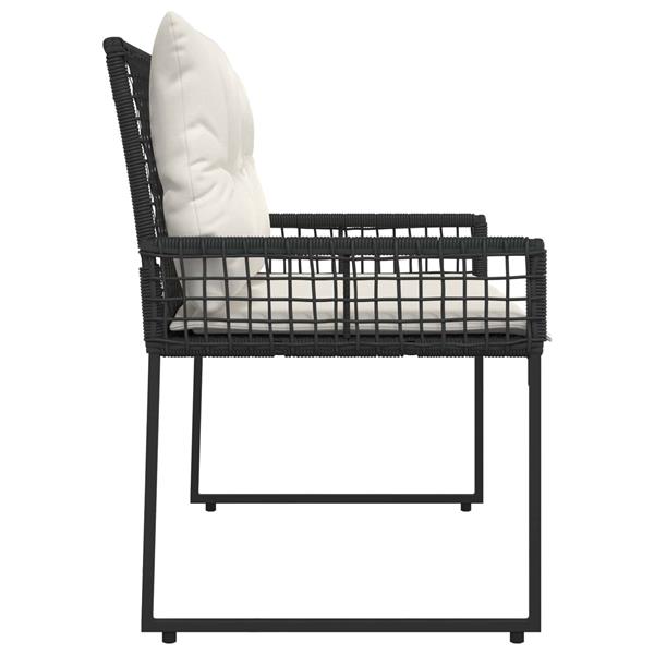 Grote foto vidaxl tuinbank zwart en cream wit 118 x 55 x 82 cm pe rattan en stof tuin en terras tuinmeubelen