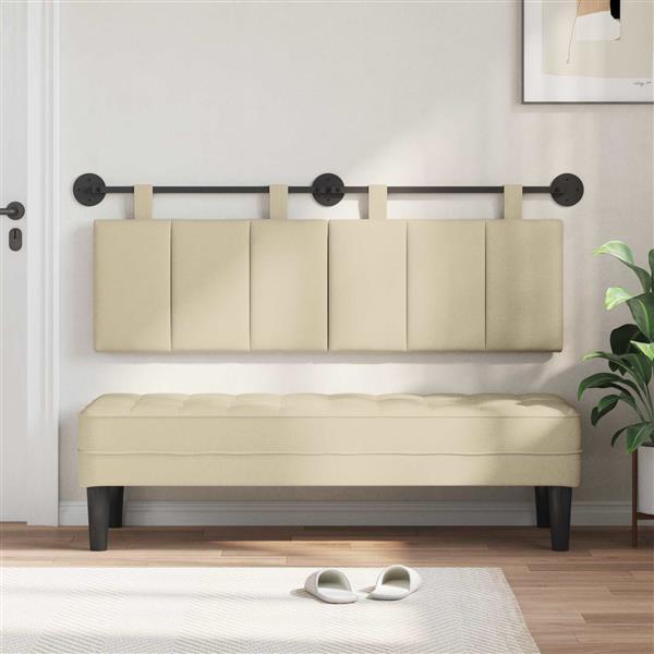 Grote foto vidaxl hangend hoofdeinde wandgemonteerd cr me 150 x 55 x 5 cm stof antiek en kunst stoelen en banken