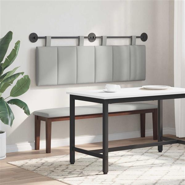 Grote foto vidaxl hangend hoofdeinde gestreept wolkengrijs 150 x 55 x 5 cm stof antiek en kunst stoelen en banken