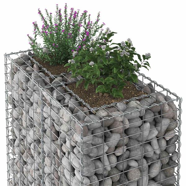 Grote foto vidaxl gabion verhoogd bed zilver 90 x 50 x 150 cm tuin en terras hekken en schuttingen