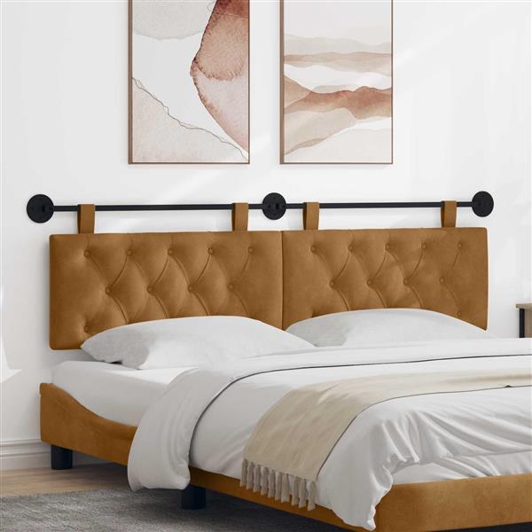 Grote foto vidaxl hangend hoofdeinde wandgemonteerd bruin 190 x 55 x 7 cm fluweel antiek en kunst stoelen en banken