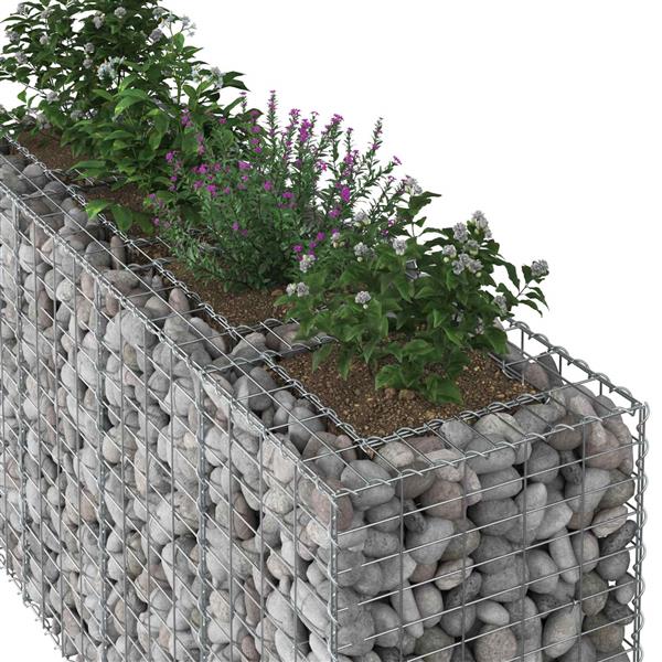 Grote foto vidaxl gabion verhoogd bed zilver 170 x 50 x 80 cm tuin en terras hekken en schuttingen
