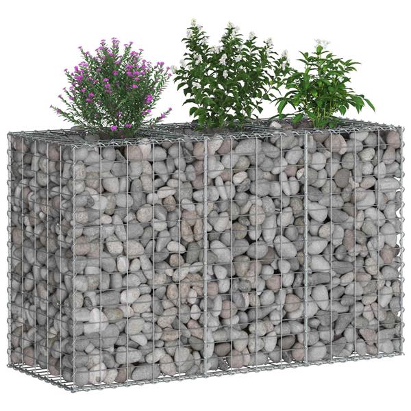 Grote foto vidaxl gabion verhoogd bed zilver 130 x 50 x 80 cm tuin en terras hekken en schuttingen