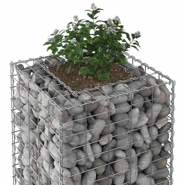 Grote foto vidaxl gabion verhoogd bed zilver 50 x 50 x 80 cm gegalvaniseerd staal tuin en terras hekken en schuttingen