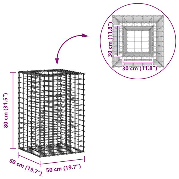 Grote foto vidaxl gabion verhoogd bed zilver 50 x 50 x 80 cm gegalvaniseerd staal tuin en terras hekken en schuttingen