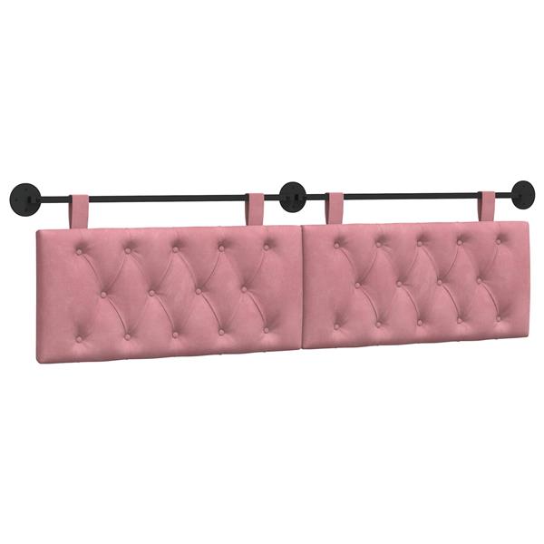 Grote foto vidaxl hangend hoofdeinde wandgemonteerd roze 170 x 55 x 7 cm fluweel antiek en kunst stoelen en banken