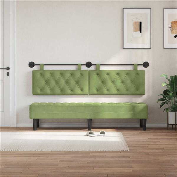 Grote foto vidaxl hangend hoofdeinde lichtgroen 170 x 55 x 7 cm fluweel antiek en kunst stoelen en banken