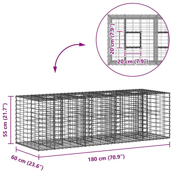 Grote foto vidaxl gabion verhoogd bed zilver 180 x 60 x 55 cm tuin en terras hekken en schuttingen