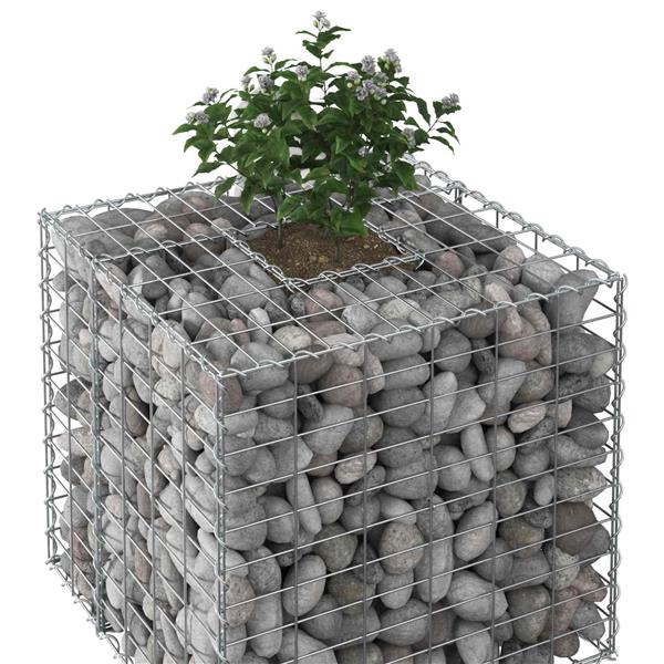 Grote foto vidaxl gabion verhoogd bed zilver 60 x 60 x 55 cm gegalvaniseerd staal tuin en terras hekken en schuttingen