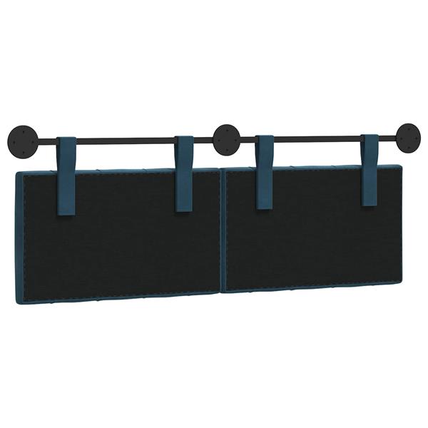 Grote foto vidaxl hangend hoofdeinde wandgemonteerd blauw 150 x 55 x 7 cm fluweel antiek en kunst stoelen en banken