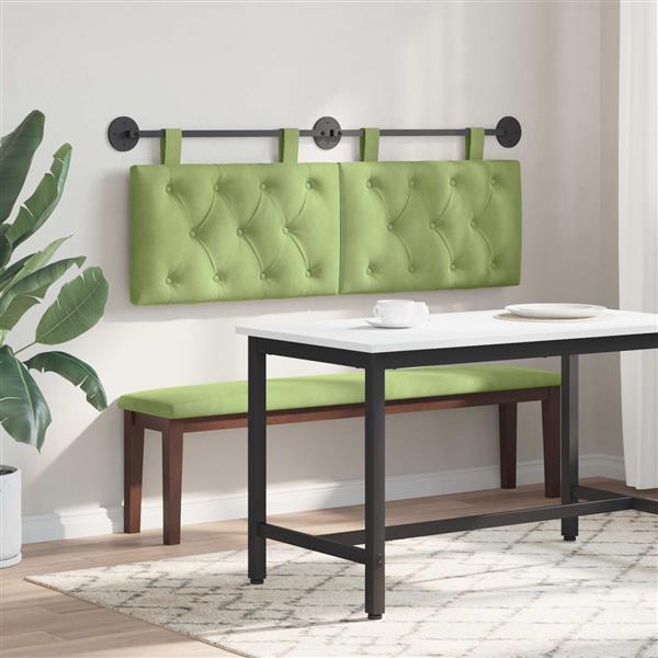 Grote foto vidaxl hangend hoofdeinde lichtgroen 150 x 55 x 7 cm fluweel antiek en kunst stoelen en banken