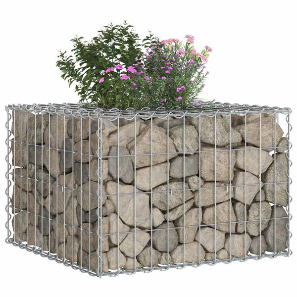 Grote foto vidaxl gabion verhoogd bed zilver 60 x 60 x 40 cm gegalvaniseerd staal tuin en terras hekken en schuttingen