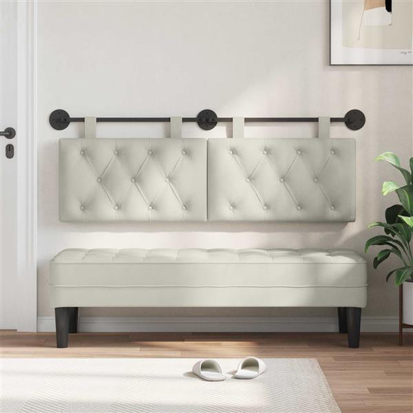 Grote foto vidaxl hangend hoofdeinde wandgemonteerd cr me 130 x 55 x 7 cm fluweel antiek en kunst stoelen en banken