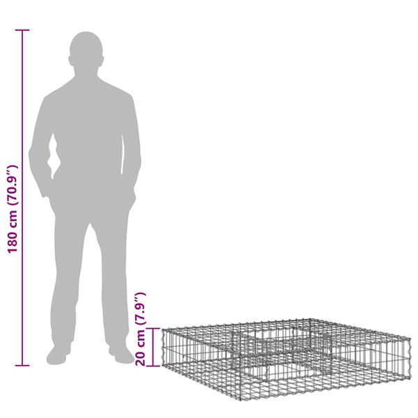Grote foto vidaxl gabion verhoogd bed zilver 100 x 100 x 20 cm tuin en terras hekken en schuttingen