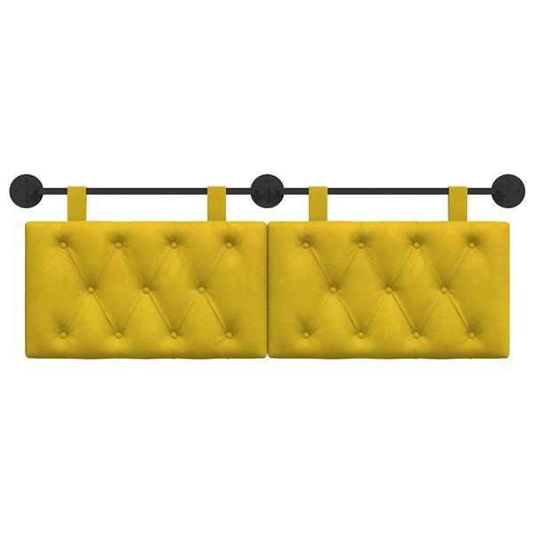 Grote foto vidaxl hangend hoofdeinde wandgemonteerd geel 130 x 55 x 7 cm fluweel antiek en kunst stoelen en banken