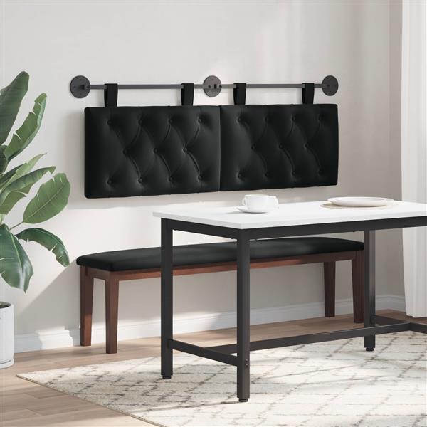 Grote foto vidaxl hangend hoofdeinde wandgemonteerd zwart 130 x 55 x 7 cm fluweel antiek en kunst stoelen en banken