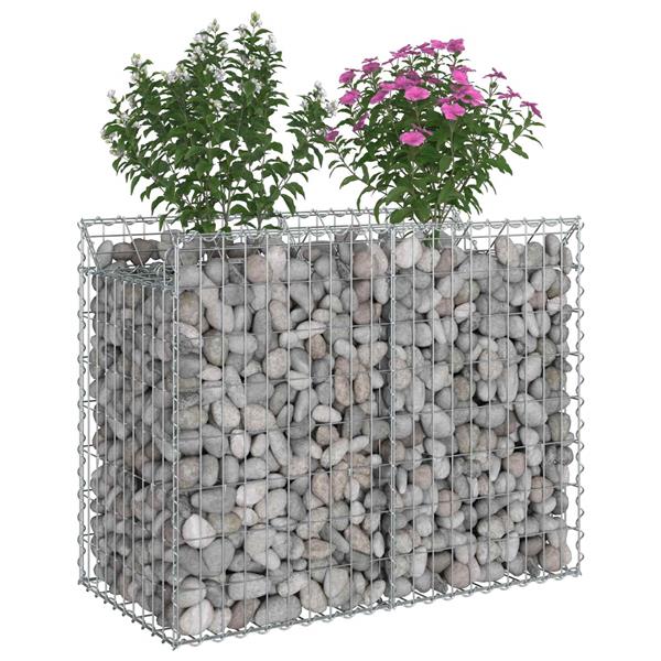 Grote foto vidaxl gabion verhoogd bed zilver 100 x 50 x 80 cm tuin en terras hekken en schuttingen