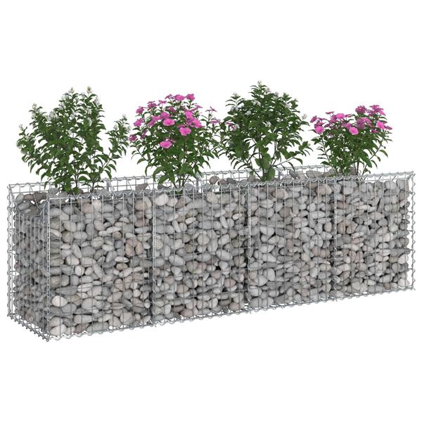 Grote foto vidaxl gabion verhoogd bed zilver 200 x 50 x 60 cm tuin en terras hekken en schuttingen