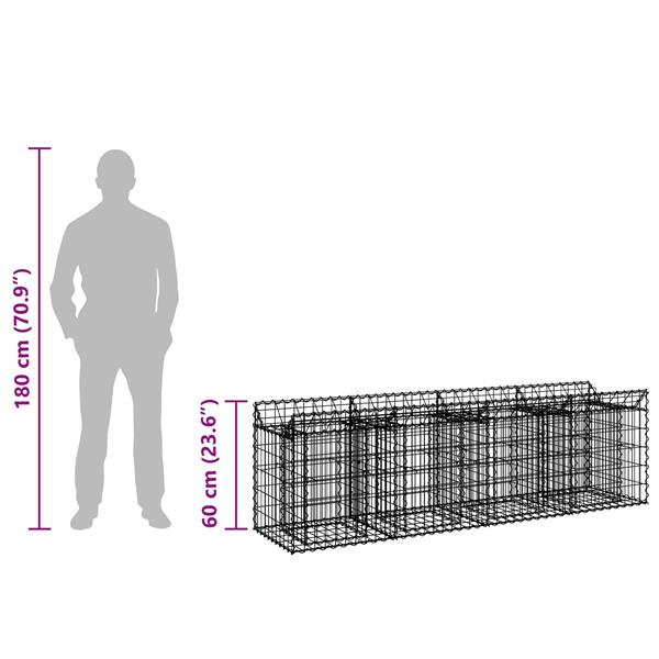 Grote foto vidaxl gabion verhoogd bed zilver 200 x 50 x 60 cm tuin en terras hekken en schuttingen