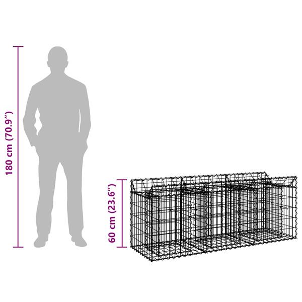 Grote foto vidaxl gabion verhoogd bed zilver 150 x 50 x 60 cm tuin en terras hekken en schuttingen