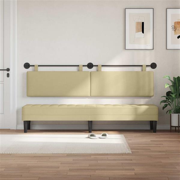 Grote foto vidaxl hangend hoofdeinde lichtgroen grijs 210 x 55 x 5 cm katoen stof antiek en kunst stoelen en banken