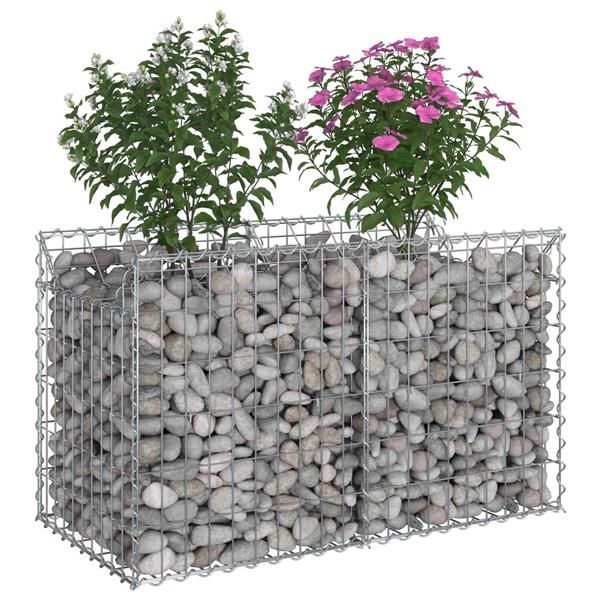 Grote foto vidaxl gabion verhoogd bed zilver 100 x 50 x 60 cm tuin en terras hekken en schuttingen