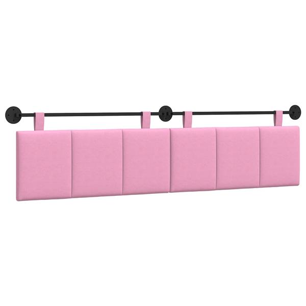 Grote foto vidaxl hangend hoofdeinde wandgemonteerd roze 210 x 55 x 5 cm stof antiek en kunst stoelen en banken