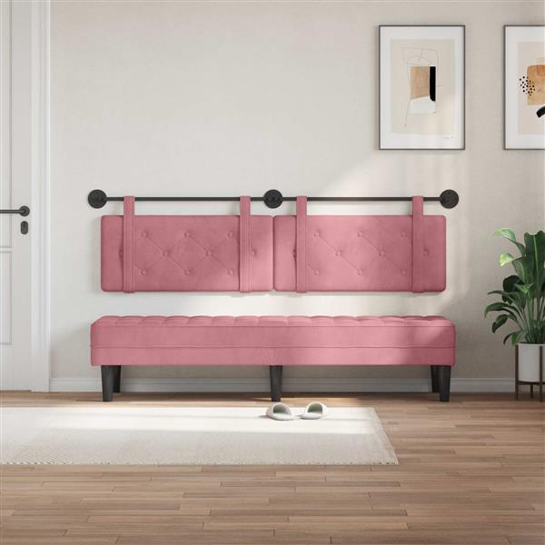 Grote foto vidaxl hangend hoofdeinde wandgemonteerd roze 190 x 55 x 5 cm fluweel antiek en kunst stoelen en banken