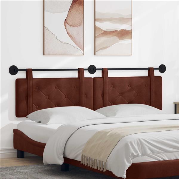 Grote foto vidaxl hangend hoofdeinde glanzend bruin 170 x 55 x 5 cm antiek pu antiek en kunst stoelen en banken