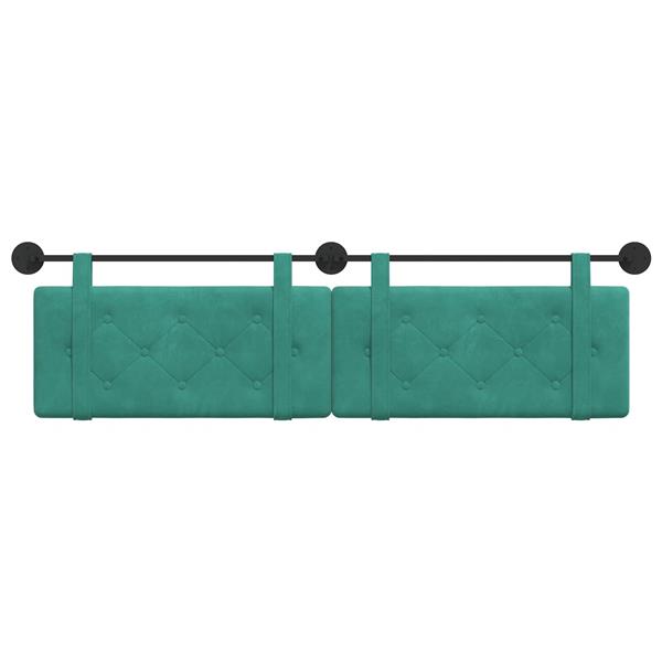 Grote foto vidaxl hangend hoofdeinde turquoise 170 x 55 x 5 cm fluweel antiek en kunst stoelen en banken