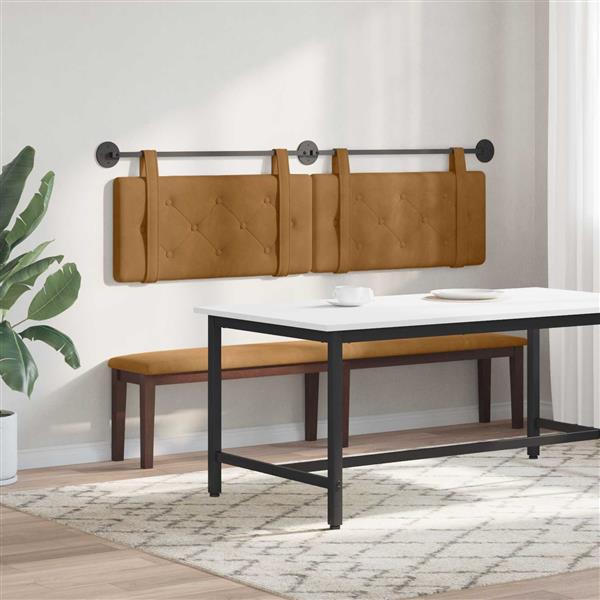 Grote foto vidaxl hangend hoofdeinde wandgemonteerd bruin 170 x 55 x 5 cm fluweel antiek en kunst stoelen en banken
