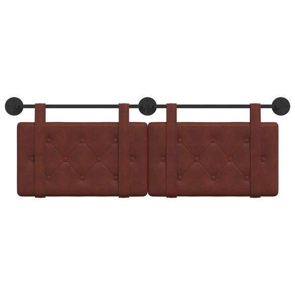 Grote foto vidaxl hangend hoofdeinde glanzend bruin 150 x 55 x 5 cm antiek pu antiek en kunst stoelen en banken