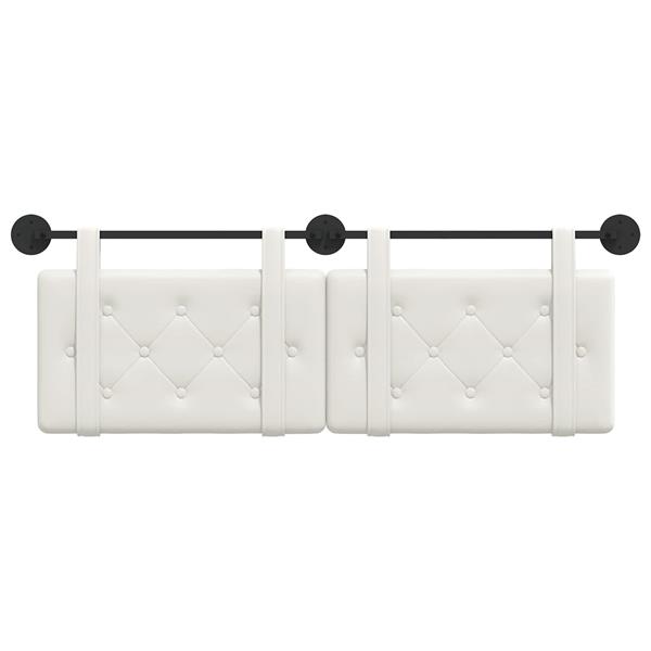 Grote foto vidaxl hangend hoofdeinde wandgemonteerd wit 150 x 55 x 5 cm nep leer antiek en kunst stoelen en banken