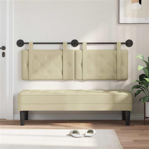 Grote foto vidaxl hangend hoofdeinde cr me 150 x 55 x 5 cm nep leer antiek en kunst stoelen en banken