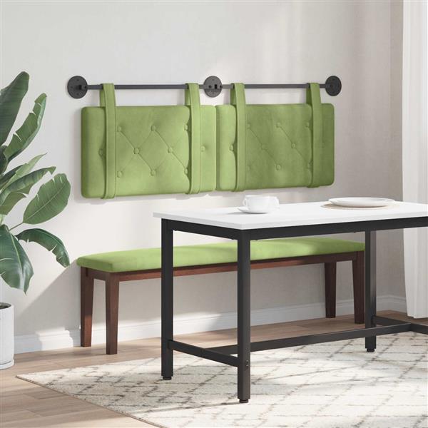 Grote foto vidaxl hangend hoofdeinde lichtgroen 150 x 55 x 5 cm fluweel antiek en kunst stoelen en banken