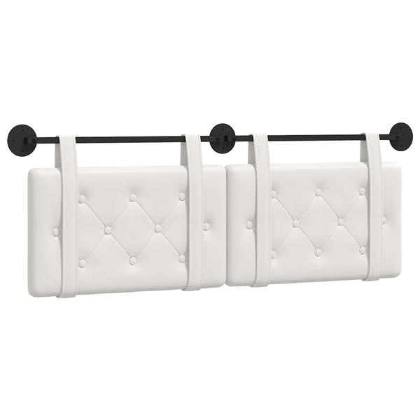 Grote foto vidaxl hangend hoofdeinde wandgemonteerd wit 130 x 55 x 5 cm nep leer antiek en kunst stoelen en banken